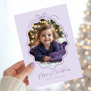 Pastel Lila Lavender Wavy Foto Feiertagskarte