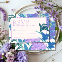 Pastel Lila Lilac Floral Wedding Rsvp Karte