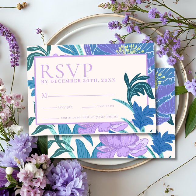 Pastel Lila Lilac Floral Wedding Rsvp Karte (Von Creator hochgeladen)