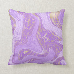 Pastel Lila Marmor mit Goldtexturlavene Kissen