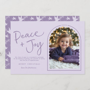 Pastel Lila Modern Peace Joy Foto Weihnachten