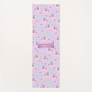Pastel Lila Niedliches Regenbogen Einhorn Muster Yogamatte
