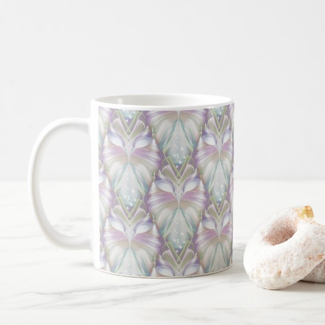 Pastel Lila Oracle Owl Pattern Kaffeetasse (Mit Donut)