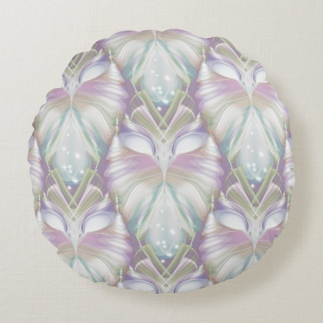 Pastel Lila Oracle Owl Pattern Rundes Kissen (Vorderseite)