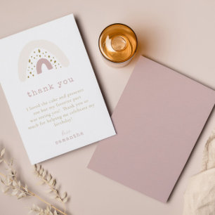 Pastel Lila Pink Boho Rainbow Birthday Party Dankeskarte