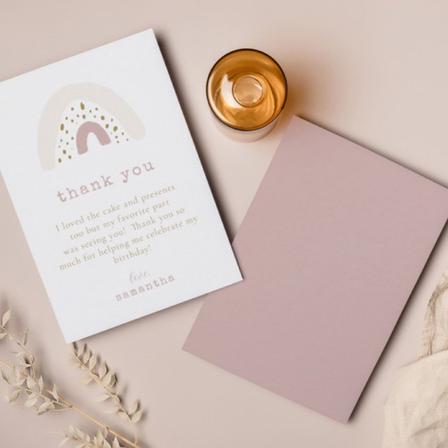 Pastel Lila Pink Boho Rainbow Birthday Party Dankeskarte (Von Creator hochgeladen)
