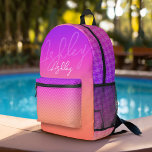 Pastel Lila Pink Coral Ombre - riesiges Monogramm Bedruckter Rucksack<br><div class="desc">Ein farbenfroher Pastellfarben mit lila,  rosa und korallenfarbenen Farbtönen. Ein riesiger Name steht vorne. Es enthält ein Hahnentrittmuster und ein Zickzack Muster. Sie können einen Namen,  ein Monogramm oder einen anderen benutzerdefinierten Text hinzufügen. Wenn Sie die Kunst verschieben möchten,  klicken Sie auf die Schaltfläche Anpassen,  um Änderungen vorzunehmen.</div>