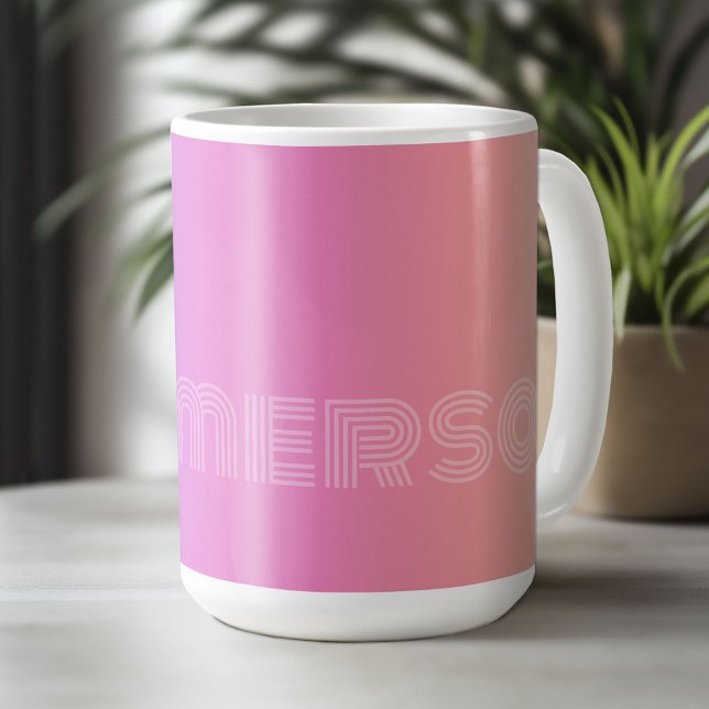 Pastel Lila Pink Coral Ombre - riesiges Monogramm Kaffeetasse (Custom Mug - Personalize with Your Name or Initials)