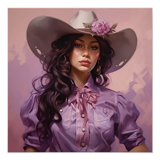 Pastel Lila Plains : Cowgirl Wall Art Poster (Vorderseite)