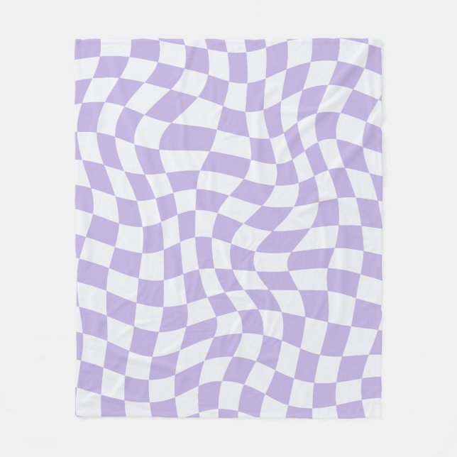 Pastel Lila Psychedelic Checkered Groovy Grid Pa Fleecedecke (Vorderseite)