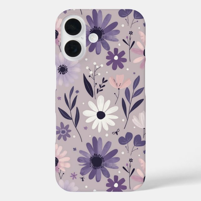 Pastel lila rosa Blumenmuster, dunkel Case-Mate iPhone Hülle (Rückseite)