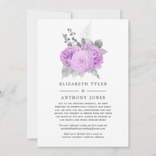 Pastel Lila & Silver Reduced Wedding Guest List Ankündigung