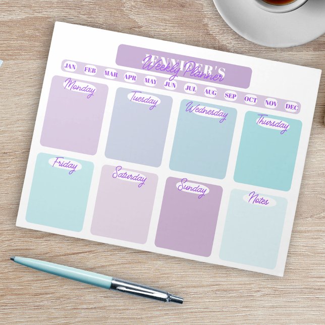Pastel Lila und Aquamariner Weekly-Planer Notizblock (Von Creator hochgeladen)