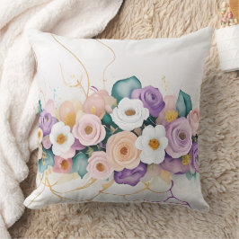 PASTEL LILA WEISSE ORANGE-WASSERFARBEN-BLUME KISSEN