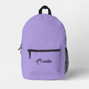 Pastel Lilac Gray   Schwarzer Personalisierter Nam Bedruckter Rucksack