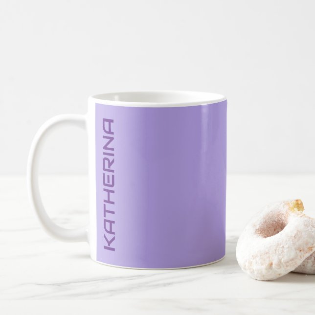 Pastel Lilac Gray Solid Color Personalisiert Kaffeetasse (Mit Donut)