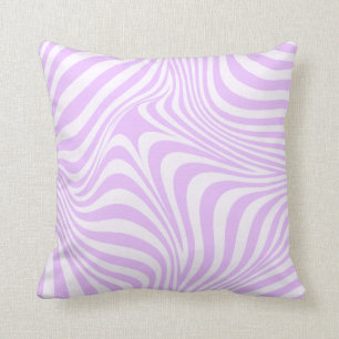 Pastel Lilac Lila Wavy Groovy Lines Muster Kissen