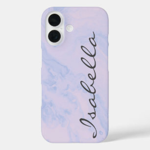 Pastel Lilac Marble Personalisierter Skriptname iPhone 16 Hülle