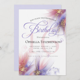 Pastel Lilac Rose Abstrakt Floral Geburtstag Einladung