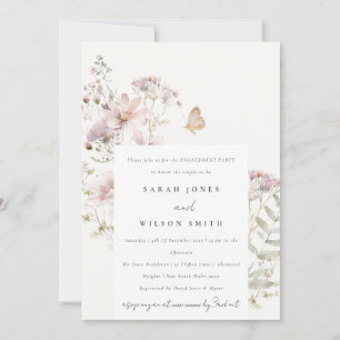 Pastel Lilac Wildblume Fern Botanische Verlobung Einladung