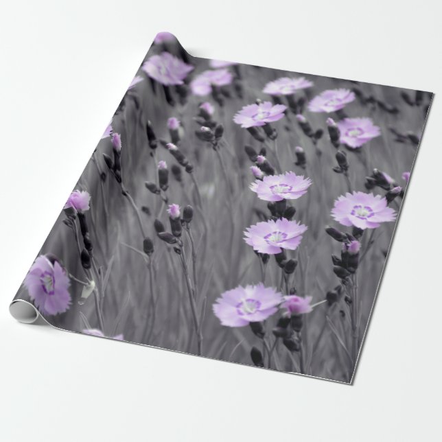 Pastel Lilac Wildblumen Geschenkpapier (Ungerollt)