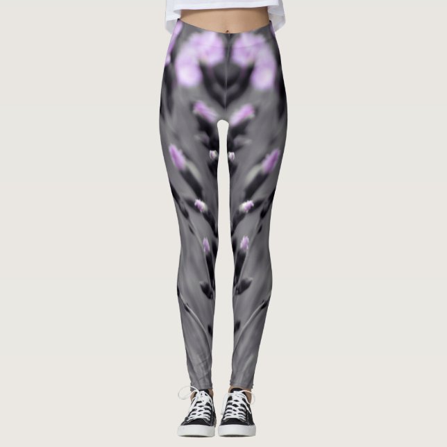 Pastel Lilac Wildblumen Leggings (Vorderseite)
