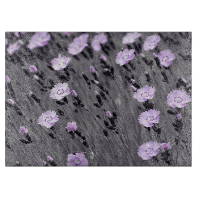 Pastel Lilac Wildblumen Schneidebrett (Vorderseite)