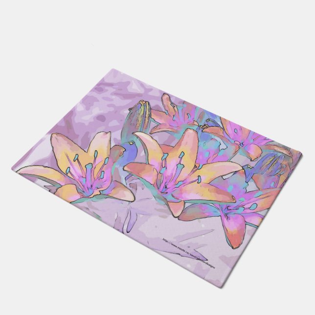 Pastel Lily Liebe Fußmatte (Schrägansicht)