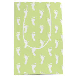 PASTEL LIME GREEN ROWS OF BABY FEED MITTLERE GESCHENKTÜTE