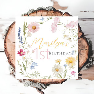 Pastel Little Colorful Wildblume 1. Geburtstag Serviette