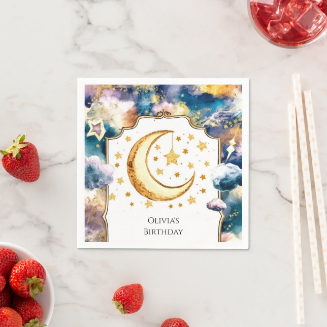 Pastel Little Moon Birthday Serviette (Beispiel)