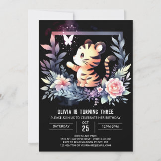 Pastel Little Tiger Geburtstag Einladung