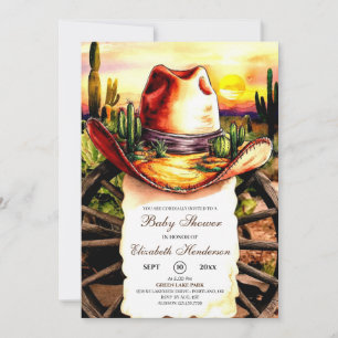 Pastel Little Western Cowboy Babydusche Einladung