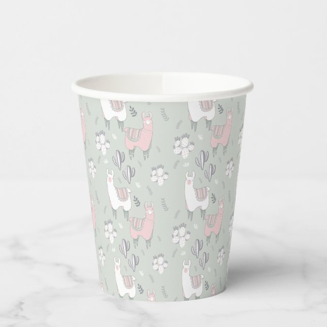 Pastel Llama Pattern Pappbecher (Links)
