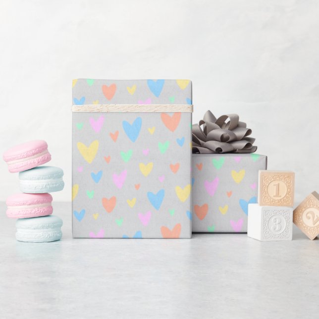 Pastel love Heart Pattern Gift Wrap Geschenkpapier (Babyparty)