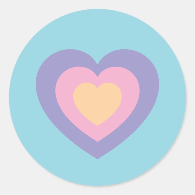 pastel love heart runder aufkleber (Vorderseite)