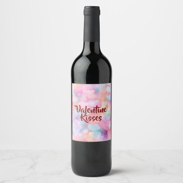 Pastel Love & Romance Valentine Wine Label Weinetikett (Vorderseite)