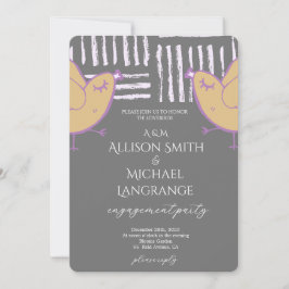 Pastel Lovebirds Engagement Party Einladung