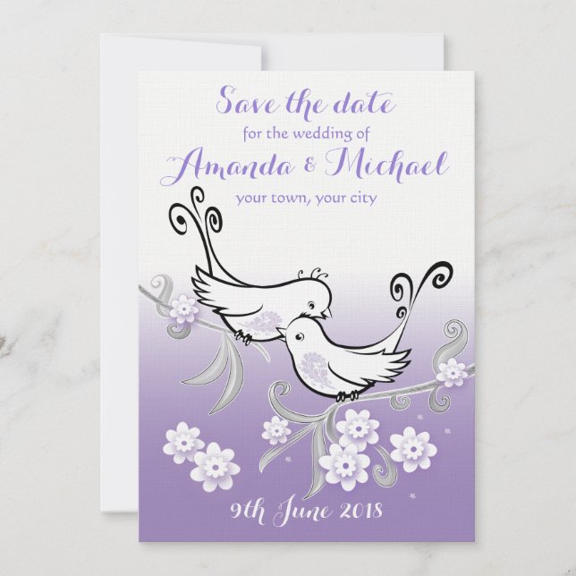 Pastel lovebirds Hochzeit Speichern Sie das Datum  Save The Date (Vorderseite)