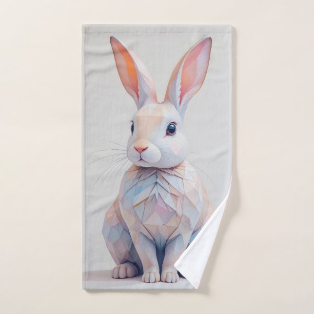Pastel Low-Poly Bunny Handtuch (Handtuch)