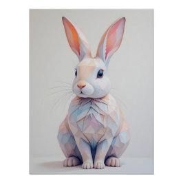 Pastel Low-Poly Bunny Poster