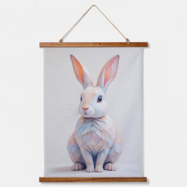 Pastel Low-Poly Bunny Wandteppich Mit Holzrahmen