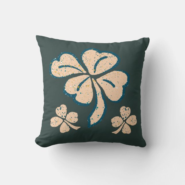 Pastel Lucky Kleeblatt Clover St Patrick`s Day Kissen (Vorderseite)