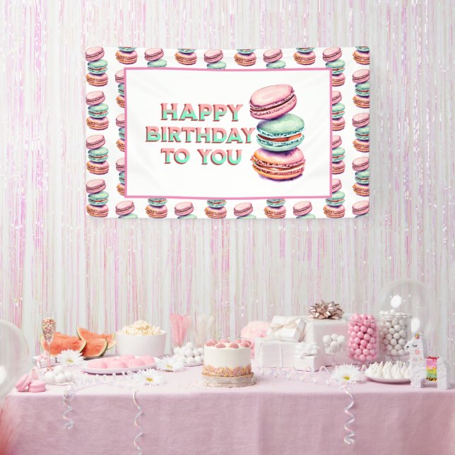 Pastel Macaron Cookie Geburtstagsparty Banner (Party)