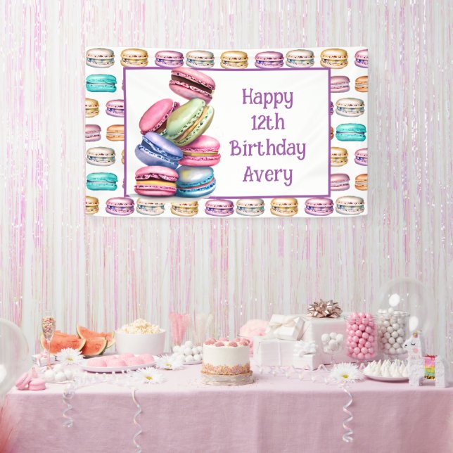 Pastel Macaron Cookie Geburtstagsparty Banner (Party)