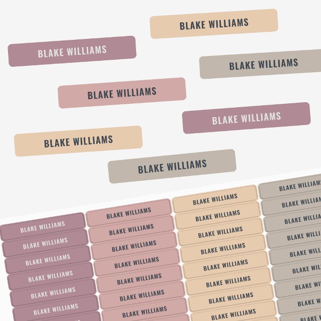 Pastel Mädchen neutrale Farbe codierte Kinder Name Etiketten (Neutral Pastel Girls Custom Name – 4 Color Set Labels
)