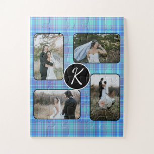 Pastel Madras Kariert Spring Gingham Blue Aquamari Puzzle