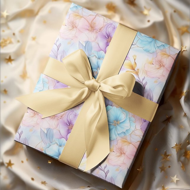 PASTEL MÄDTIG ROMANTISCHE FLORALLANNIVERSÄSSIGKEIT GESCHENKPAPIER (ANNIVERSARY FLORAL WRAPPING PAPER)