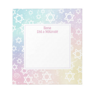 Pastel Magen Star von David Personalisiert Mitzvah Notizblock