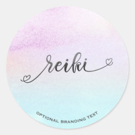 *~* Pastel Magenta Türkis Schwarzer Glitzer REIKI Runder Aufkleber